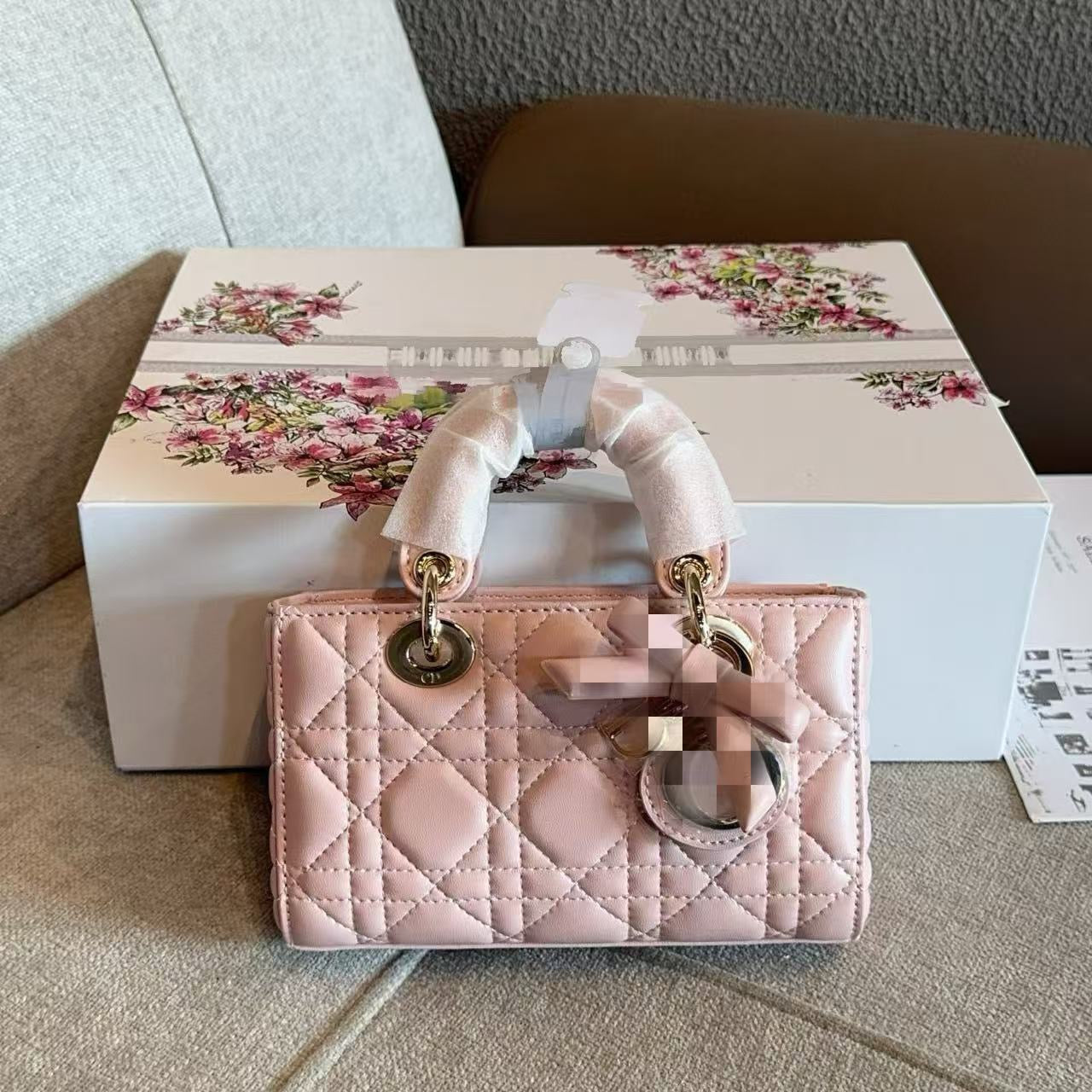 High-End D Brand Horizontal Lady Diana Bag Lady2025 New Model Genuine Leather Fashion Shoulder Crossbody Chain Bag Joy Handbag