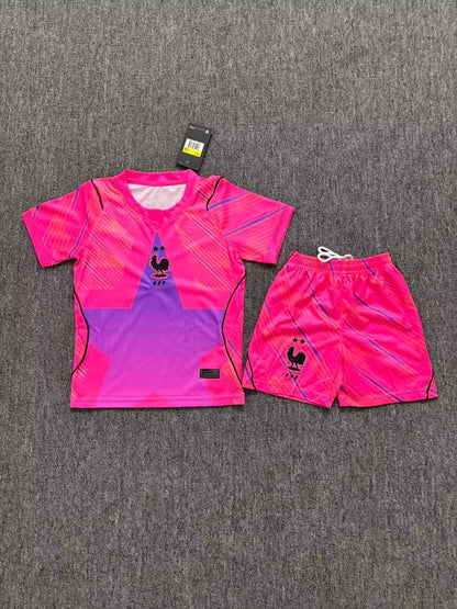 2026 kids French goalkeeper black+pink