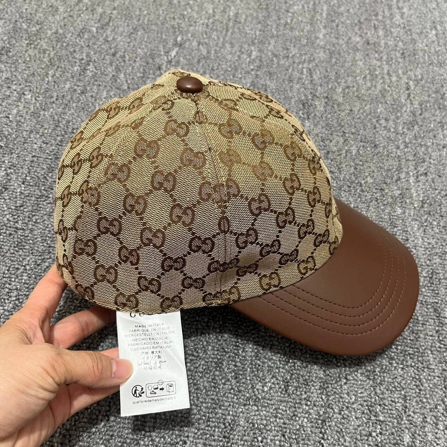 Gucci GG Canvas Baseball Cap with Leather Brim
