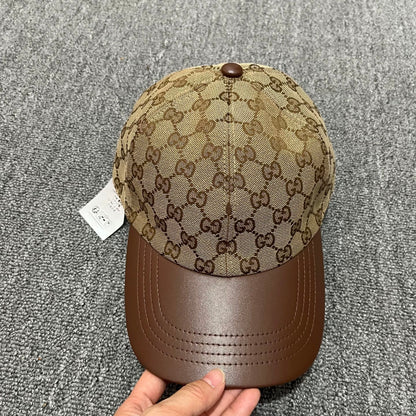 Gucci GG Canvas Baseball Cap with Leather Brim